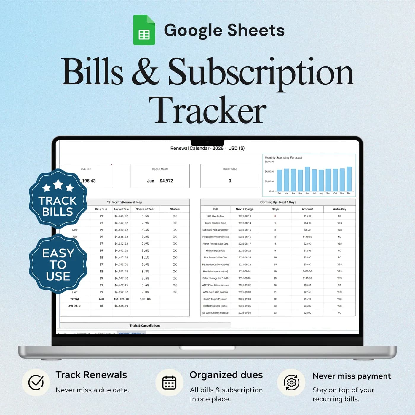 Bills & Subscription Tracker, Cover