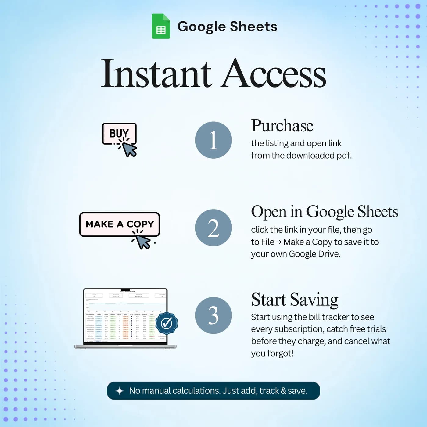Bills & Subscription Tracker, Instant access