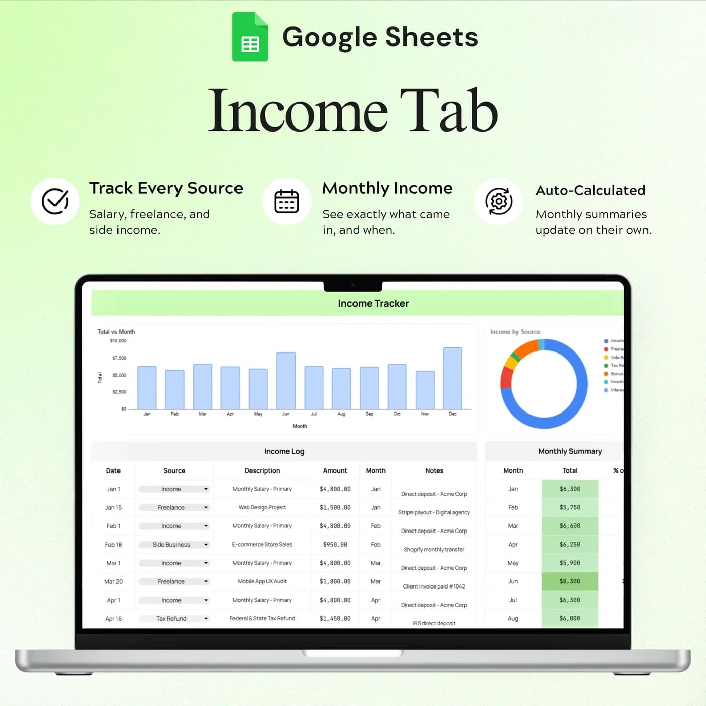 Income & Expense Tracker, Income Tracker