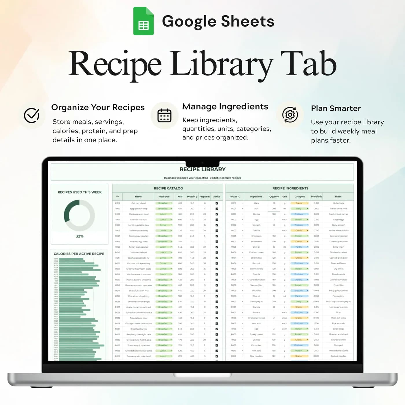 Meal Planner, Recipe Library Organizer