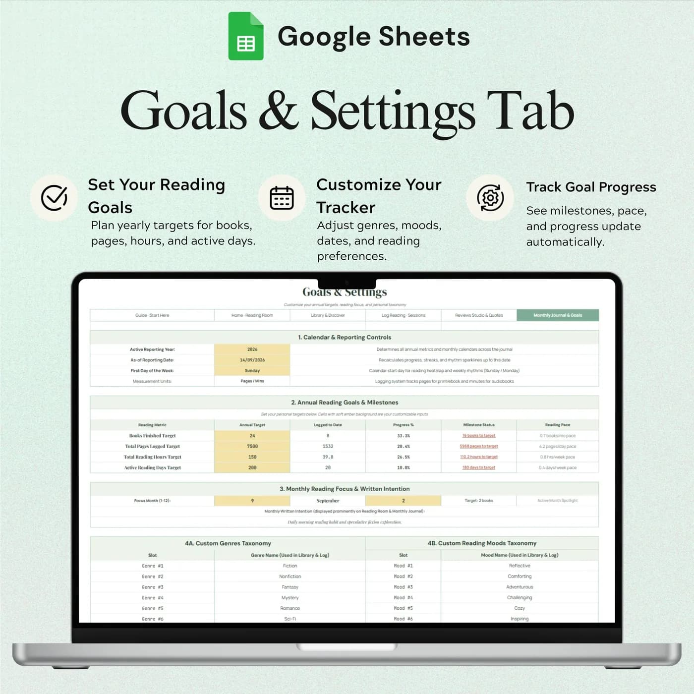 Reading Life Journal, Reading Goals Tracker