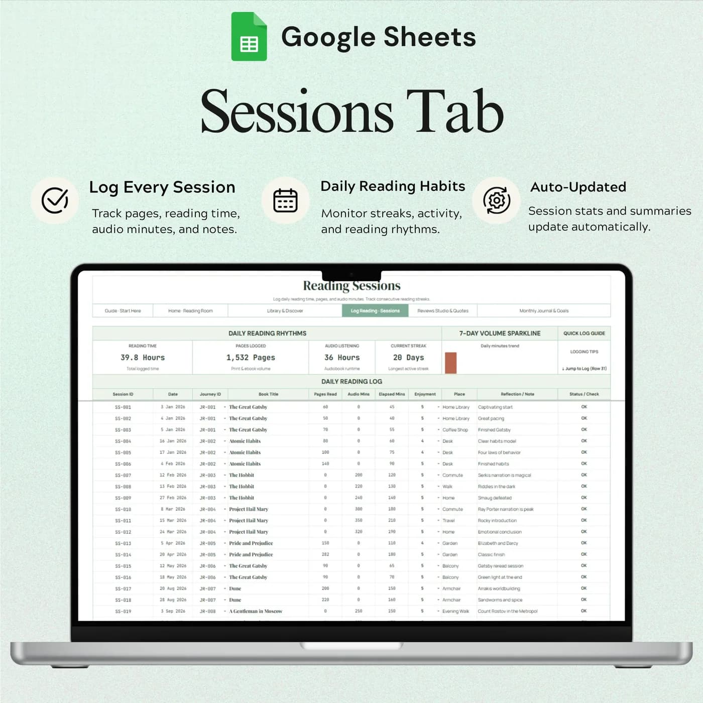 Reading Life Journal, Reading Log Tracker