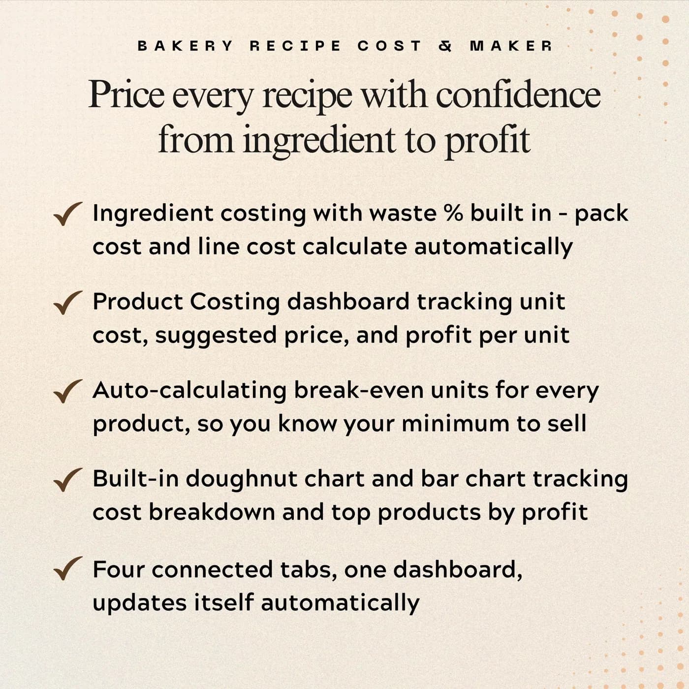 Recipe Costing & Builder, Features