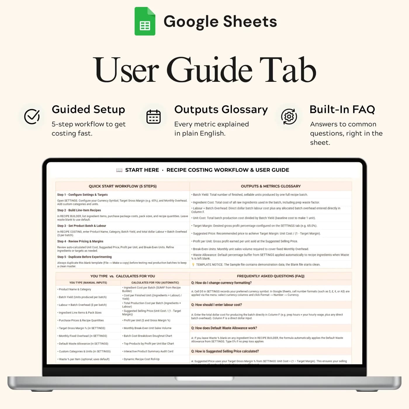 Recipe Costing & Builder, User guide