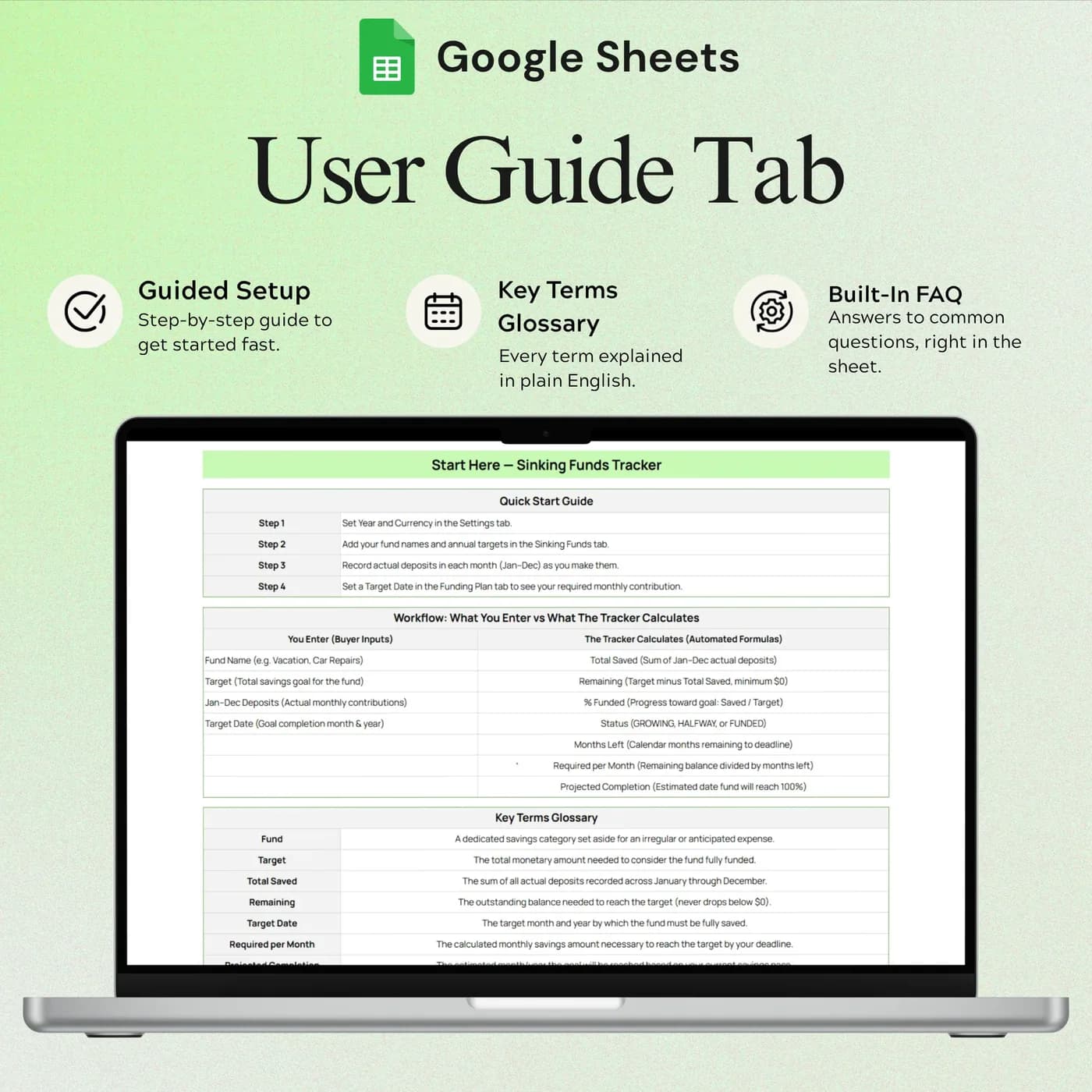 Sinking Funds Tracker, User guide
