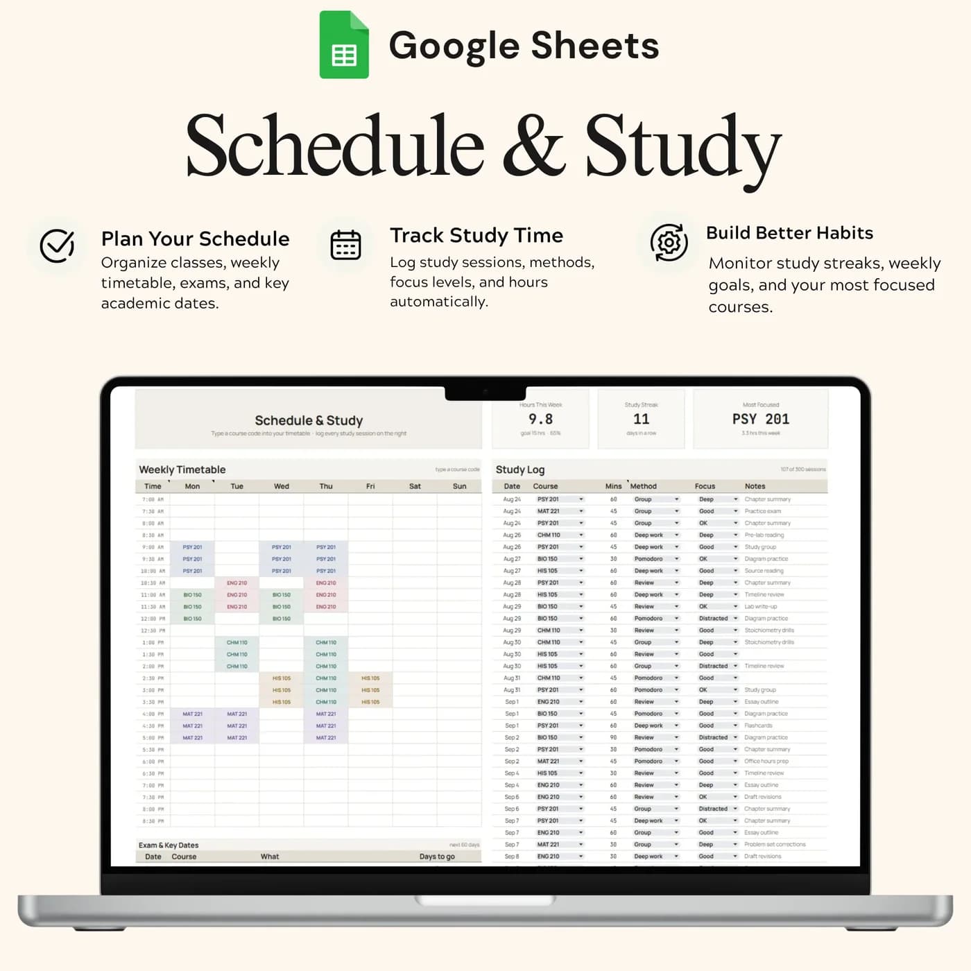 Student Organizer, Class Schedule Study Planner