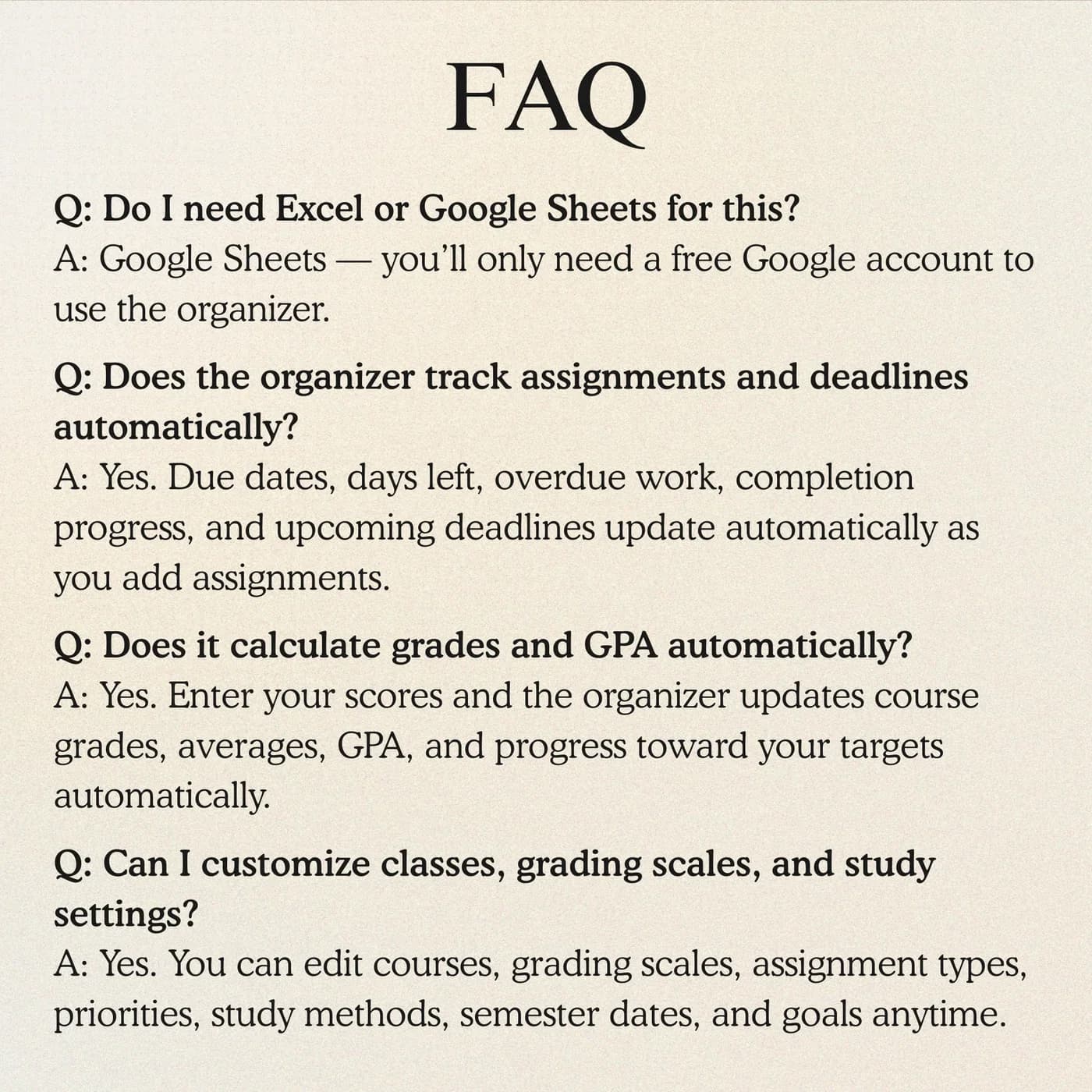 Student Organizer, Questions