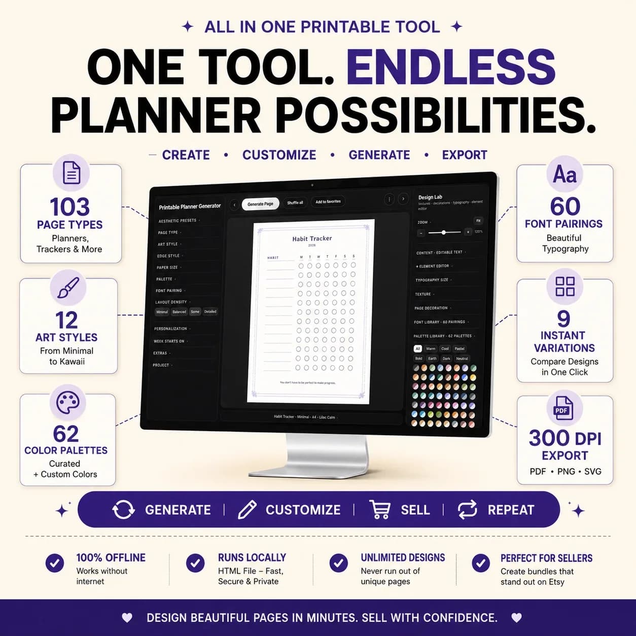 Printable Planner Generator, Features