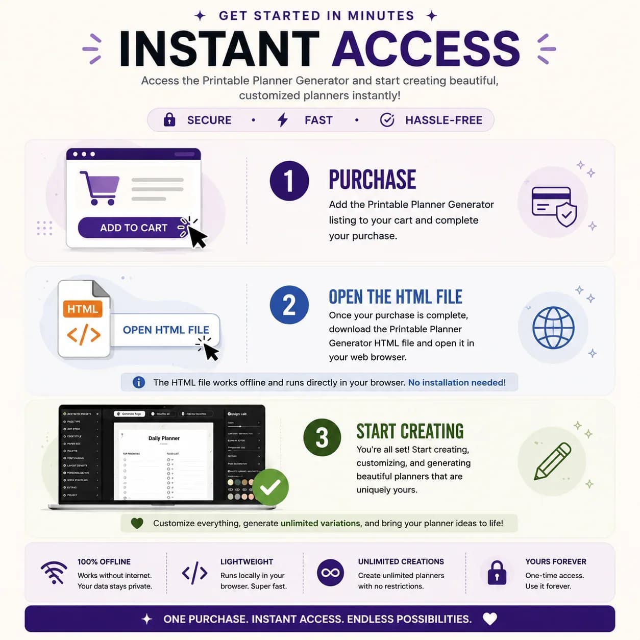 Printable Planner Generator, Instant access